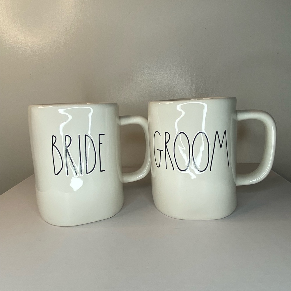 Rae Dunn “BRIDE” and “GROOM” Mug Set